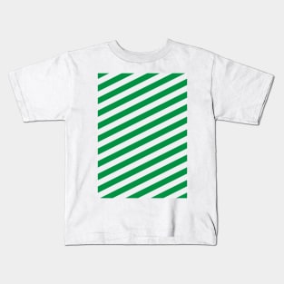 Celtic Green and White Angled Hoops Kids T-Shirt